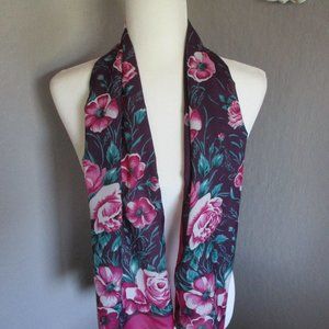 1990s teal & purple climbing roses scarf